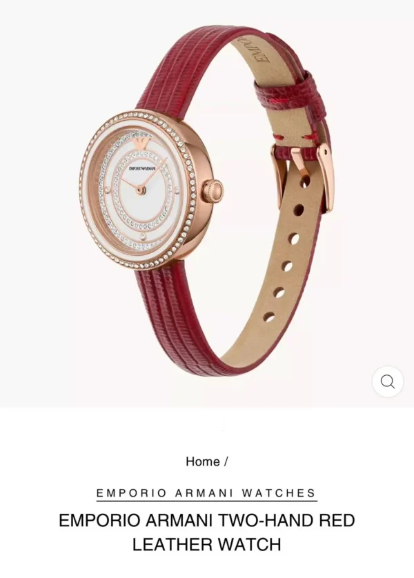 Emporio Armani Two-Hand Red Leather Watch