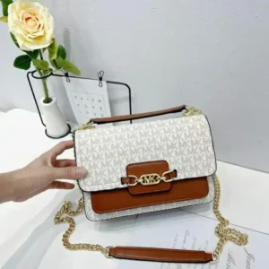 Michael Kors White Heather Shoulder Bag With Box