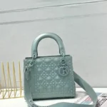 Lady Dior Light Green Cannage Diamond Motif Handbag With Box