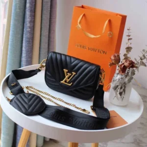 Vuitton Wave Black Color Multi Pochette Sling Bag With Box