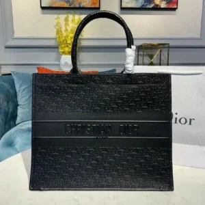 Dior Leatherette Book Black Tote Bag