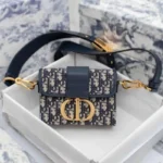 Christian Dior 30 Montaigne Blue Sling Bag With Box