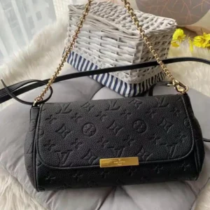 Vuitton Shelton Black Mono Embossed Shoulder Bag With Box