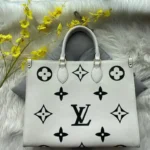 Vuitton White Black On The Go Tote Bag