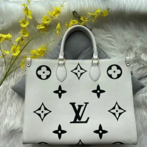 Vuitton White Black On The Go Tote Bag