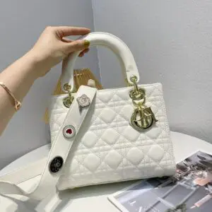 Lady Dior White Matte Handbag