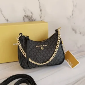 Michael Kors Jet Set Black Charm Pochette With Box