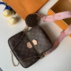 Vuitton Mono Pink Belt Multipochette Premium Double Box Sling Bag