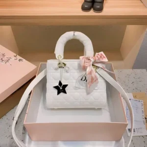 Lady Dior Mini Patent Premium White Hand Bag With Box