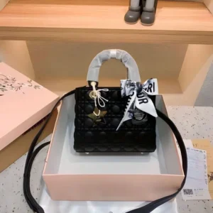Lady Dior Mini Patent Premium Black Hand Bag With Box