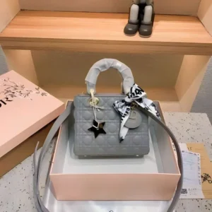 Lady Dior Mini Patent Premium Sky Blue Hand Bag With Box