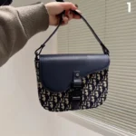 Dior Saddle Oblique Messenger Unisex Blue Bag With Box