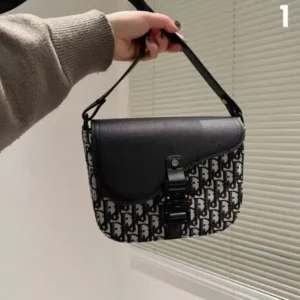 Dior Saddle Oblique Messenger Unisex Black Bag With Box