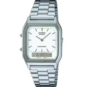 Casio Vintage Watch Retro Dual Time Silver AQ-230A-7DMQ ( Dial Size 28 mm )