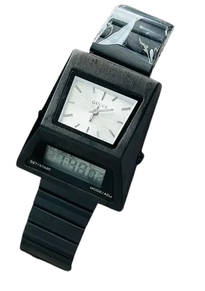 Cyber Watch Dual Time Metallic Premium Quality Benly Design Black & White Watch - GU04