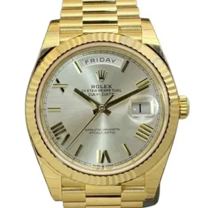 Day Date Stylish Analog Swiss Watch White dial Golden watch