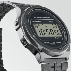 Digital Black Dial Unisex-Adult Watch-Silver