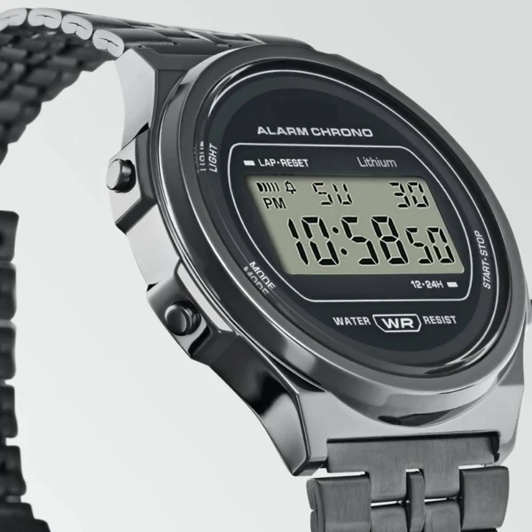 Digital Black Dial Unisex-Adult Watch-Silver