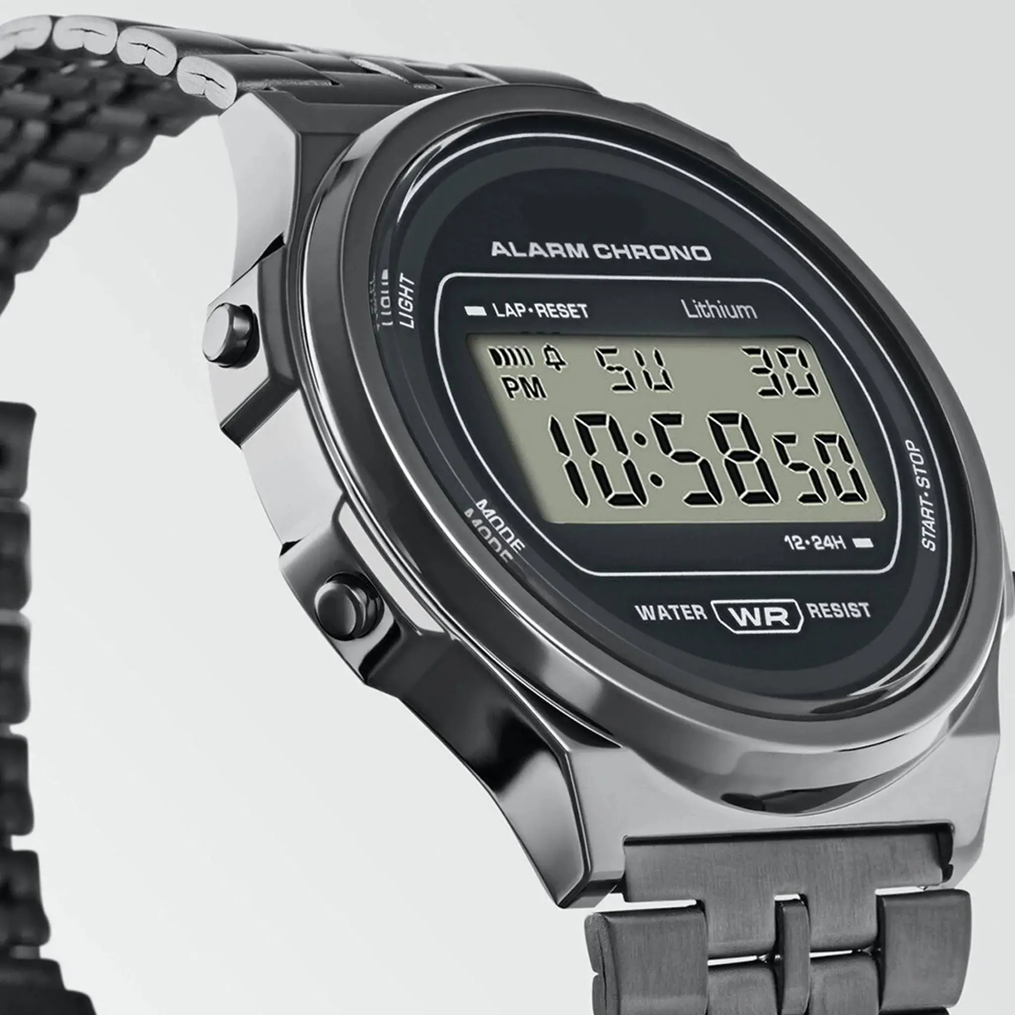 Digital Black Dial Unisex-Adult Watch-Silver Digital Black Dial Unisex-Adult Watch-Silver