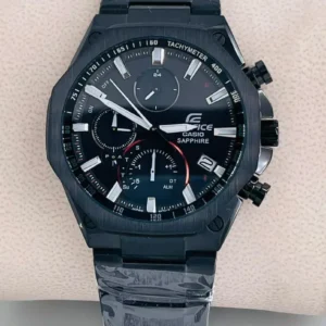 Edifice Sapphire Tachymeter High Spec Chronograph Watch Black