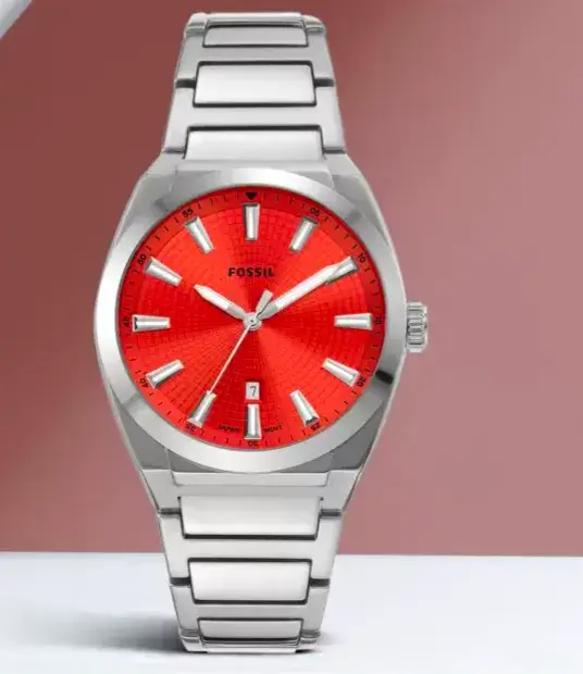 Everett Three-Hand Date Stainless Steel Watch Red Dial - FS5984 Everett Three-Hand Date Stainless Steel Watch Red Dial - FS5984