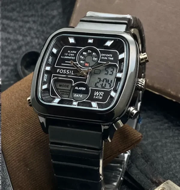 Fossil Analog Digital Watch Stainless Steel Edition Watch For Men Black