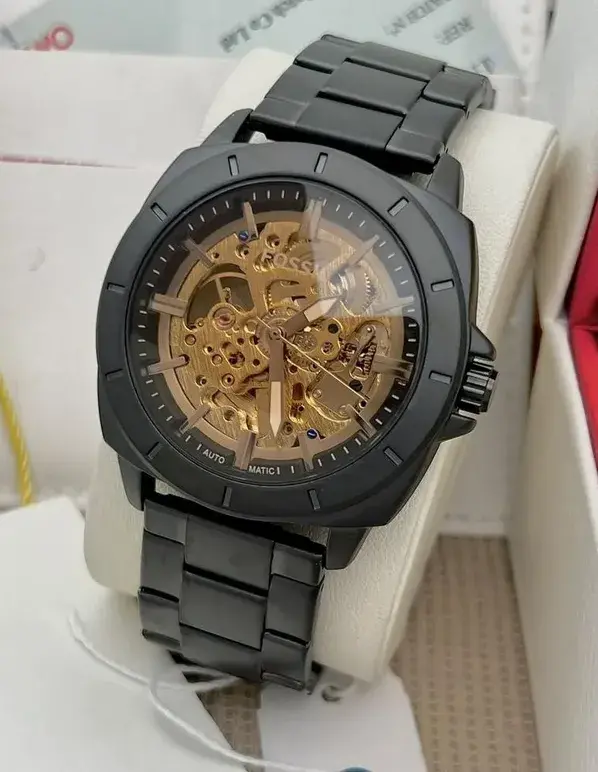 Fossil Automatic Skeleton Watch Black Dial Men's Wrist Watch Fossil Automatic Skeleton Watch Black Dial Men's Wrist Watch