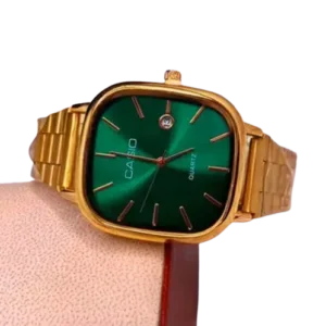 Green Watch : Quartz Classic Watch For Men & Women Green and Gold