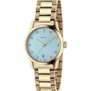 Gucci G-Timeless 27 mm Blue Dial Gold Plated Women's Watch