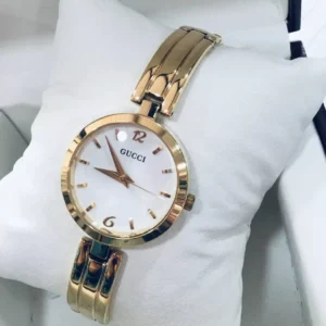 Gucci Ladies Watches Golden Strap with White Round Dial Premium Quality