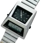 Guci Dual Time Metallic Premium Quality Benly Design Watch Black Dial - GU01