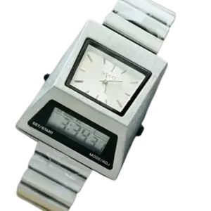 Guci Dual Time Metallic Premium Quality Benly Design Watch White Dial - GU02