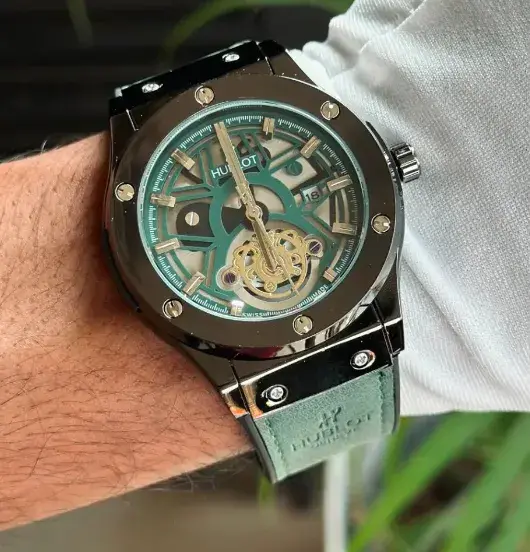 Hublot Watches Price in India- Hublot Leather Strap Unisex Green Watch
