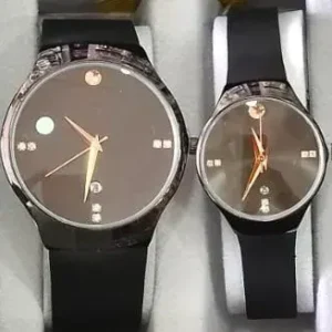 Leather Strap Analog Branded Couple Watchs for Men and Women - Combo of 2