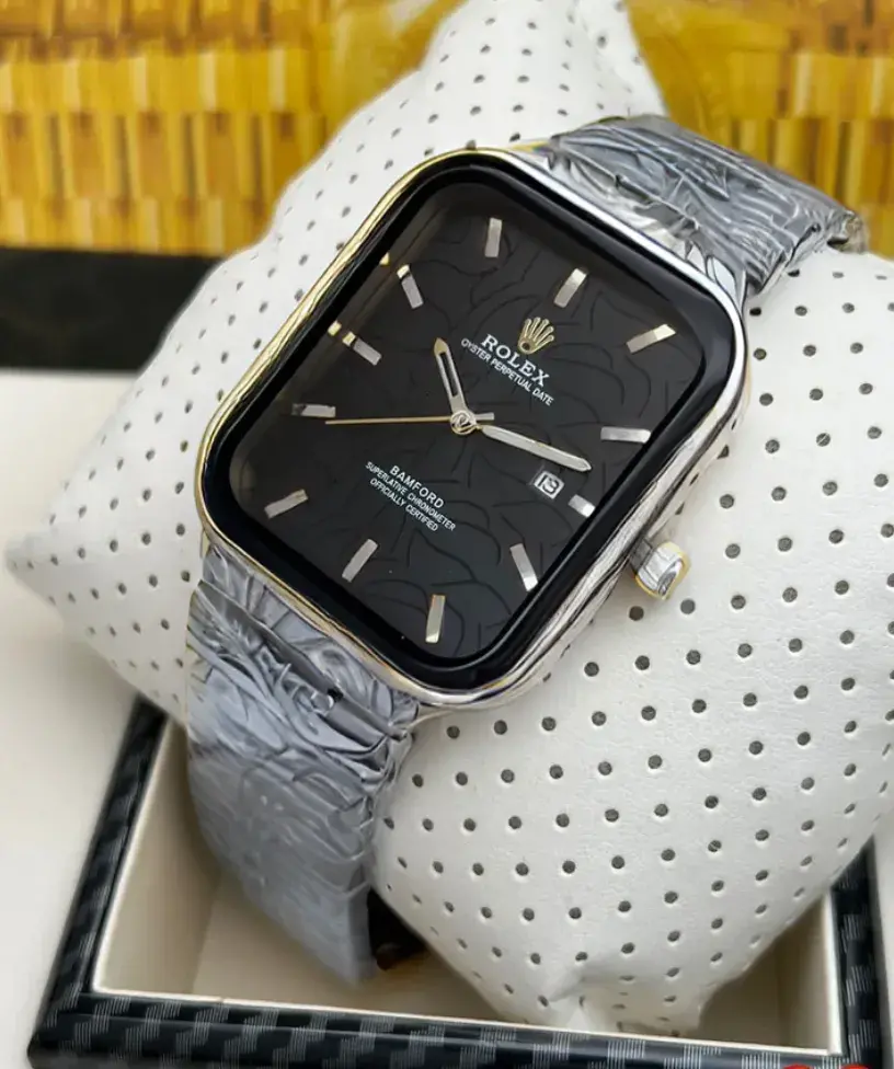 Rlx Square Analog Swiss Watch Black and Silver Rlx Square Analog Swiss Watch Black and Silver