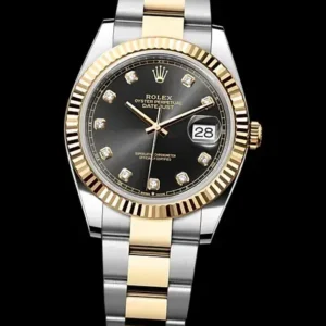 Rolex Datejust Black Dial Oyster 41MM Oyster Steel and Yellow Gold Automatic Watch for Men
