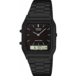 Vintage Watch Retro Dual Time Black AQ-230A-7DMQ ( Dial width 28mm)