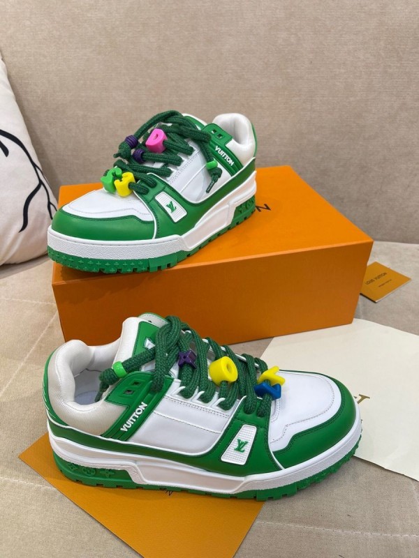 Louis Vuitton Trainer Maxi GreenWhite Men Shoes