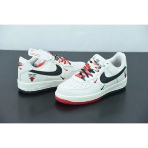 First Copy Nike Air Force 1 Low Chicago Bulls White Red Black Shoes For Men (LL501)