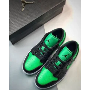 First Copy Nike Air Jordan 1 Low Black Lucky Green Shoes For Men (SW5684)