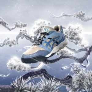 First Copy Asic Gel Fuse Kigo Blue Beige Shoes for Men (SW4706)