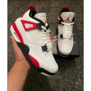 Stylish Nike Air Jordan Retro 4 Red Cement Shoes for Men (SW4697)