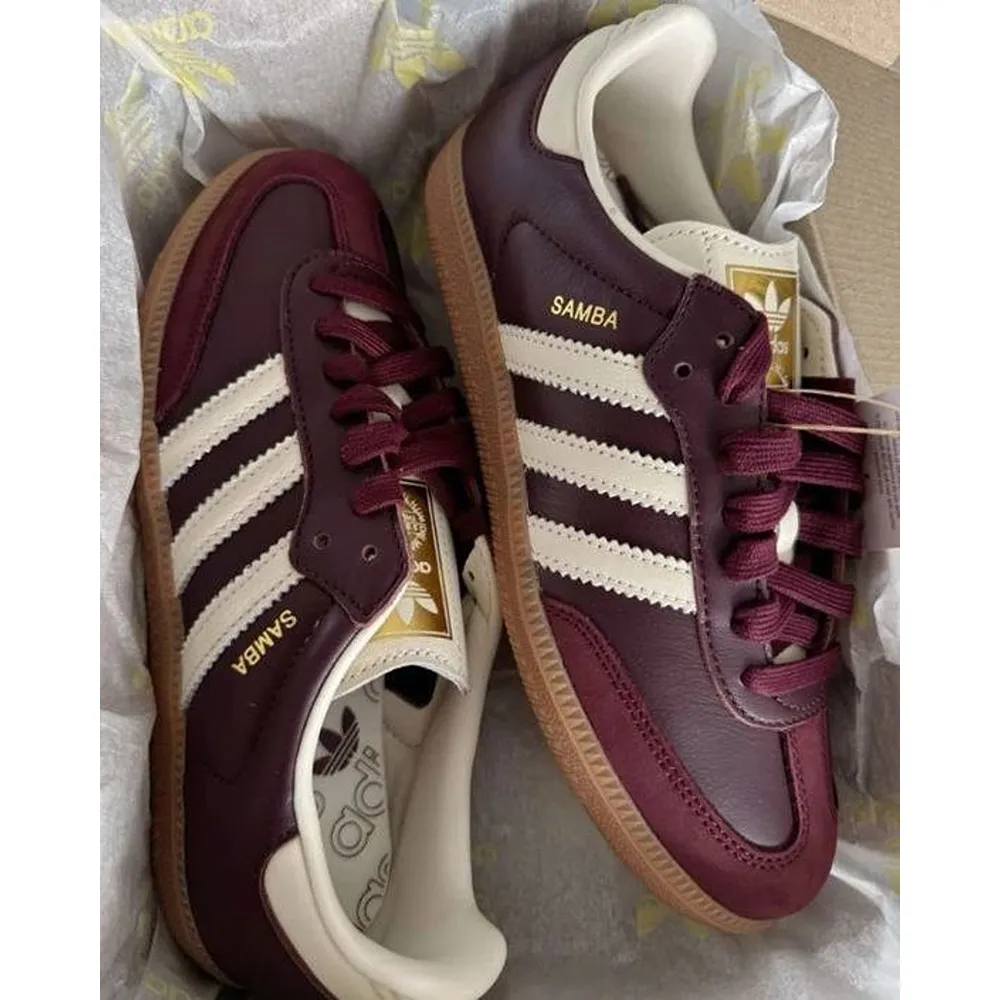 Adidas Samba Og Maroon Gold Shoes For Men (LAB1155) Adidas Samba Og Maroon Gold Shoes For Men (LAB1155)