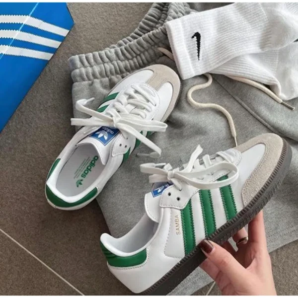 Imported Adidas Samba White Green Shoes For Men (BSF1073)