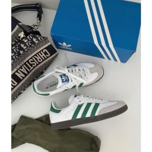 Imported Adidas Samba White Green Shoes For Men (BSF1073)