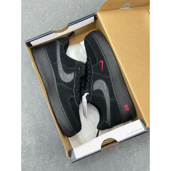 Nike Air Force 1 Multi Swoosh Black Crimson Shoes For Men (LAB1151)