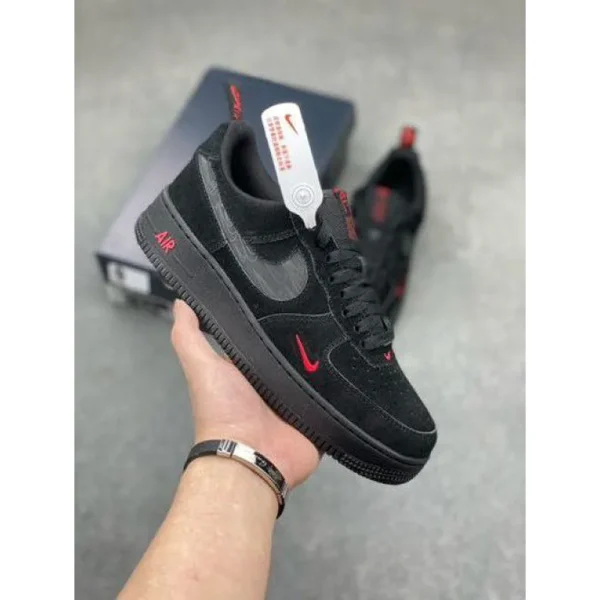 Nike Air Force 1 Multi Swoosh Black Crimson Shoes For Men (LAB1151)