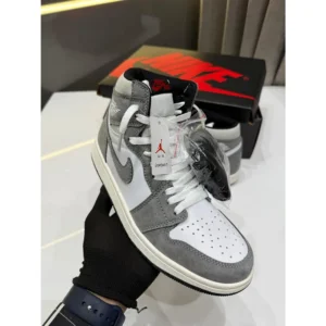 Nike Air Jordan Retro 1 High Washed Grey Black Shoes For Men (LAB1201)