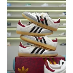 Premium Adidas Samba Cloud White Core Black Active Maroon Shoes For Men (BSF1019)
