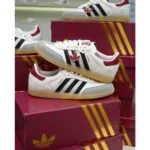 Premium Adidas Samba Cloud White Core Black Active Maroon Shoes For Men (BSF1019)
